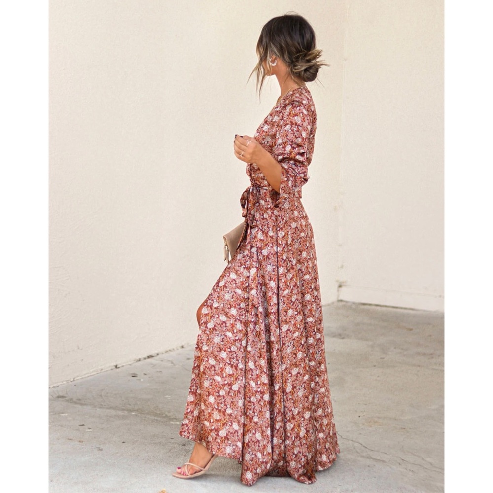 Satin floral maxi dress - Picture 3 of 4
